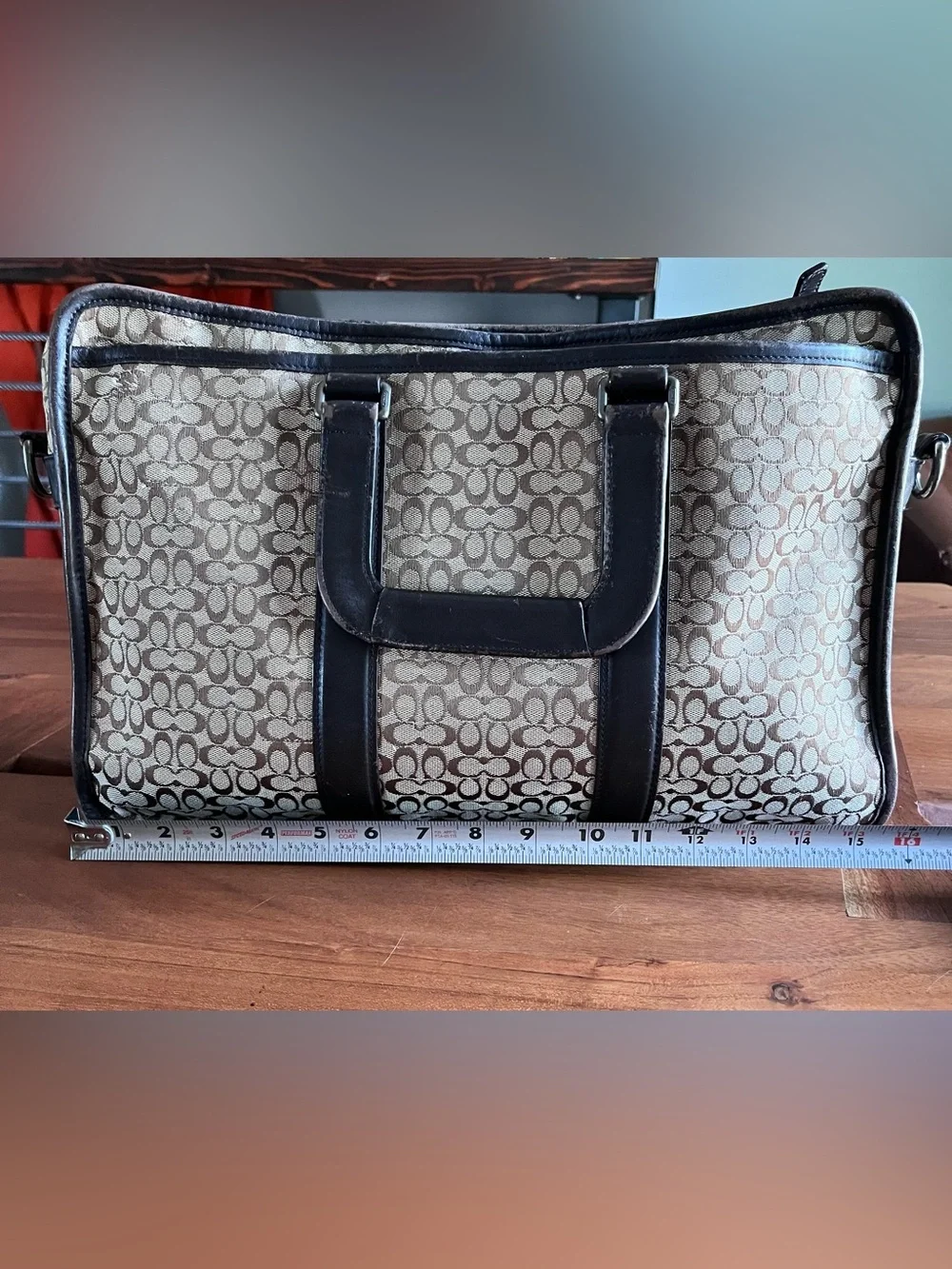 Coach Embassy BriefCase Folio Laptop Travel Tan Jacquard Signature C 16” Bag